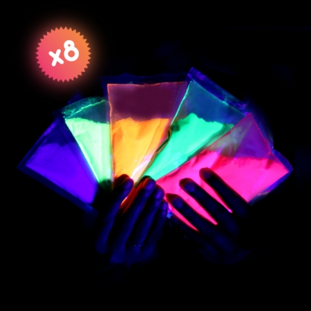 8 SACHETS DE POUDRE FLUO UV NEON